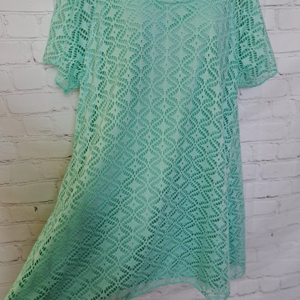 Cal Style NEW Crochet Lace Flutter Tunic Top Size Large - Picture 5 of 11